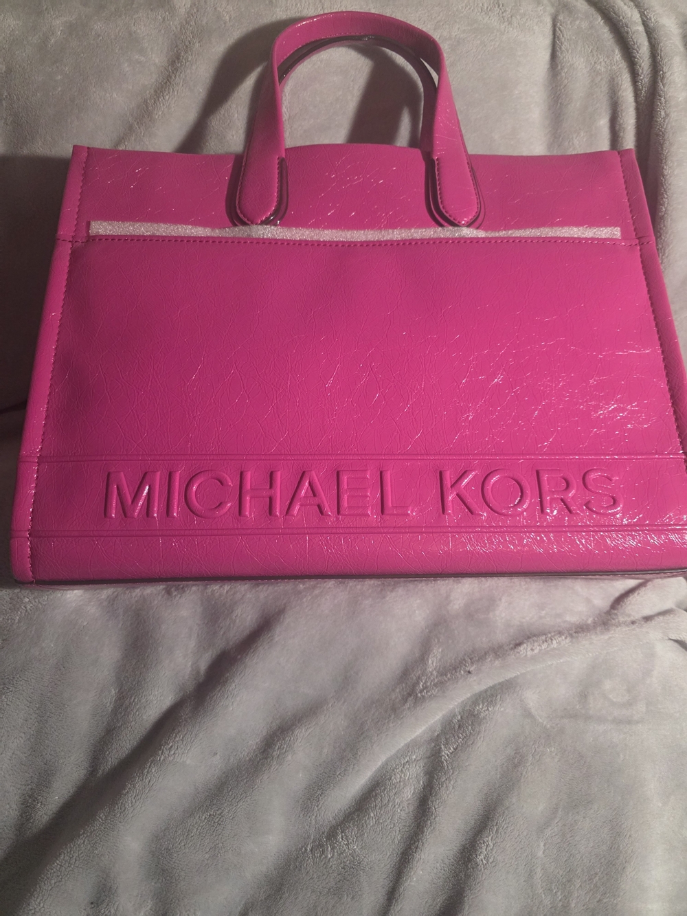 Michael Kors Bright Pink Embossed Logo Tote